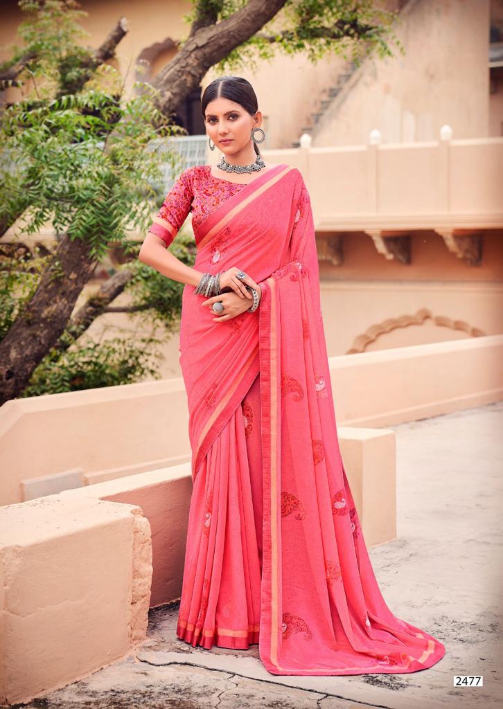 Kashvi Sunheri Ethnic Wear Printed Fancy Georgette Saree Collection